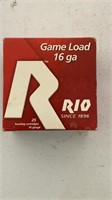 New box of 25 Game Load C16 16 gauge Hunting