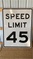 Road sign, Speed Limit 45.  4 feet tall, 3 feet
