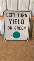 Road sign, Left Turn Yield on Green.  2 1/2 feet