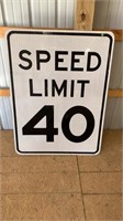 Road sign, Speed Limit 40.  4 feet tall by 3 feet