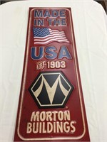 Morton buildings sign metal advertising