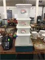 Five storage totes