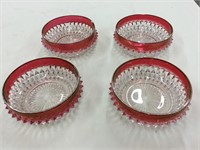 4 ruby glass bowls