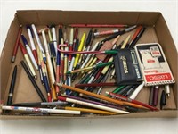 Flat of advertising pens and pencils