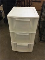 Three drawer plastic storage