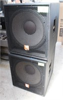 (2) JBL MPro Subwoofers, One tagged "Not Working",
