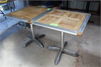 Wood Slat/Metal Trimmed Tables, Approx. 28" x 28"