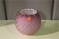 Pink Diamond Quilt Art Glass Bowl