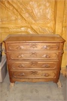 Antique Walnut Victorian 4-Drawer Chest