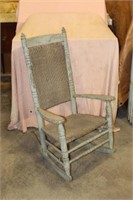 Painted Vintage Wooden Rocker with as is cane seat