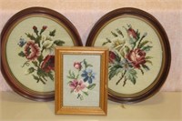 (3) Smaller Frames with Needlepoint Works