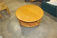 Rattan Round Coffee Table with Bottom Shelf