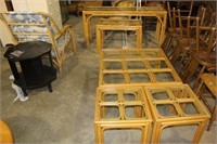Rattan Glass Top Table Set (5 tables)