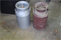(2) Metal Cream Cans (one as found)