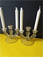 Set of Deco glass candle holders