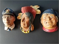 Set of 3 plaster heads