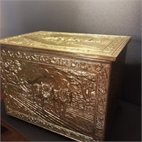 Antique fireplace brass coal box