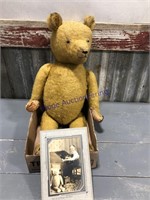 1930's bear, some age wear on paws, glass eyes