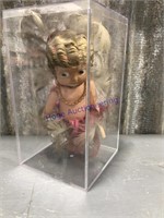 Plastic Cupie doll in display case, 7"