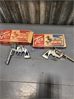 Tex pistol w/ box by Hubley, pair