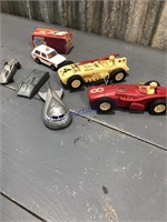 Midgetoy cars, Marx plastic racecars, Matchbox car