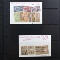 Denmark & Norway Revenue Stamps on cards CV $150+