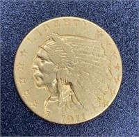 1911 Indian Head $2.5 Gold Coin