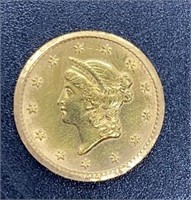 1854 Liberty Head $1 Gold Coin