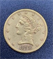 1898-S Liberty Head Variety 2 $5 Gold Coin
