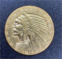 1914-D Indian Head $5 Gold Coin