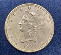 1894 Liberty Head Variety 2 $10 Gold Coin