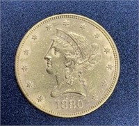 1880 Liberty Head Variety 2 $10 Gold Coin