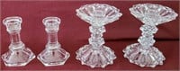 Glass Candlestick Holders (2 Sets)