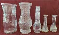 Glassware Mixed Vase Lot (5 pcs)