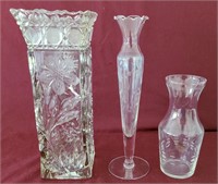 Crystal & Glass Vases (3 pcs)