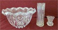 Crystal Bowl & Small Vases