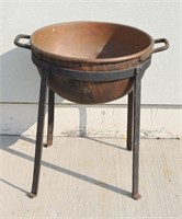 Antique Copper Confectioner's Pot & Iron Stand