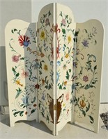 Vintage Hand Painted 4 Panel Privacy Screen