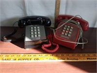 2 vintage push button telephones phones