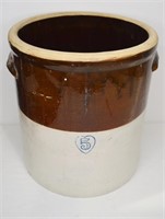 Vintage 5 Gallon Salt Glaze Crock w Handles