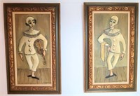 Arthur Bronson French Pierrot Clowns Oil Paintings