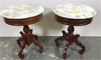 Small pair of marble top tables