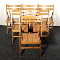 (6) Wooden Slat Folding Chairs