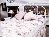 Furniture White Metal Bed Frame & Mattress