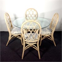 Rattan Glass Top Dining Table