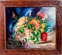 Art Oil on Board Floral by Blanca