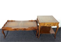(2) Pc. Leather Top Coffee Table Set