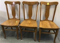 Set of three oak chairs