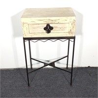 Distressed Painted Wooden Box with Drawer