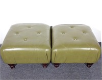 Pair of Faux Leather Ottomans